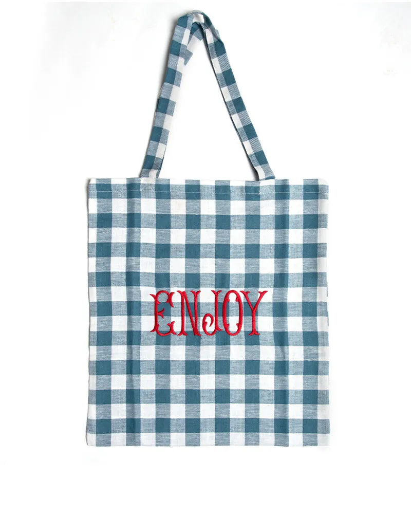 Tote bag à carreaux en coton et lin ENJOY - Bitossi Home